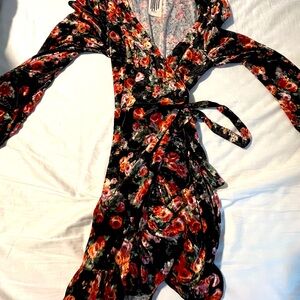 Free people velvet floral wrap dress